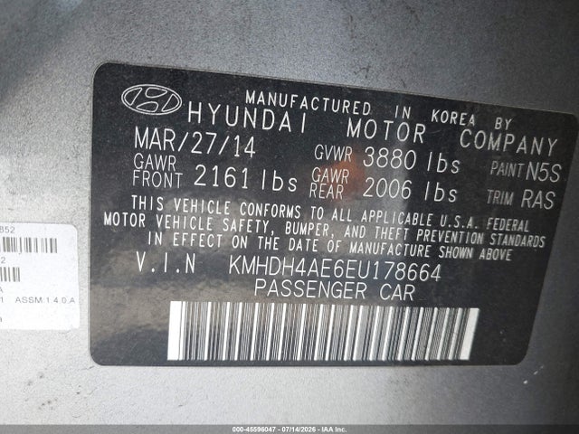 Hyundai ELANTRA SE 2014 KMHDH4AE6EU178664 Image 9