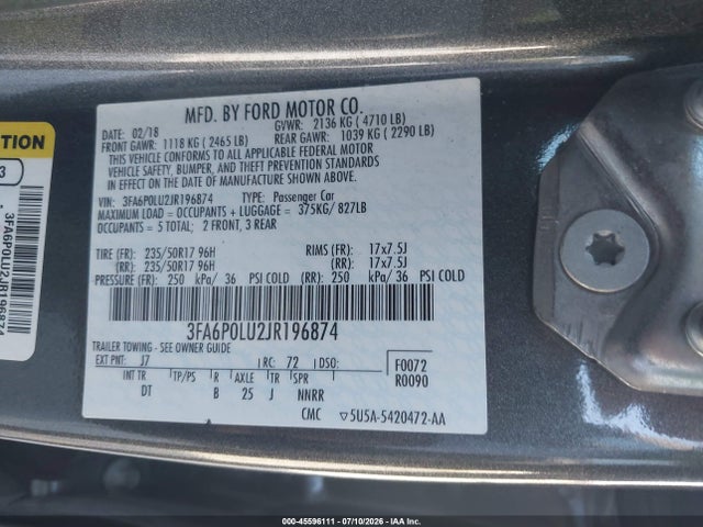 Ford Fusion Hybrid Se 2018 3FA6P0LU2JR196874 Image 9