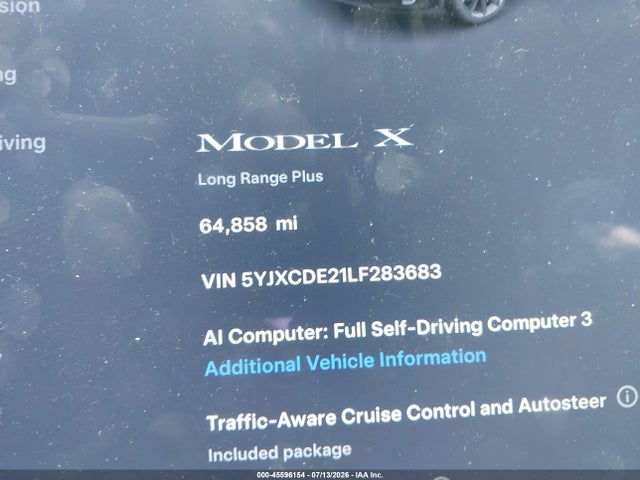 5YJXCDE21LF283683 Tesla Model X Long Range Dual Motor All-wheel Drive/long Range Plus Dual Motor All-wheel Drive