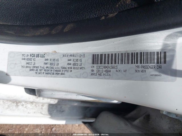 Aukcja sprzedaży 2016 Chrysler 200 Limited, vin: 1C3CCCAB4GN156615, numer aukcji: 45596155