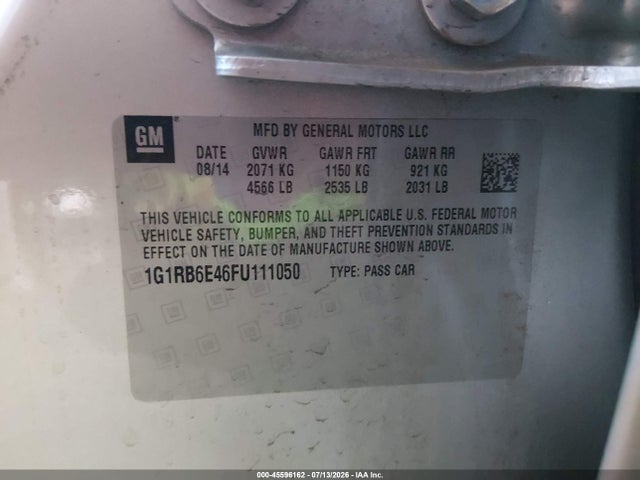 1G1RB6E46FU111050 Chevrolet Volt