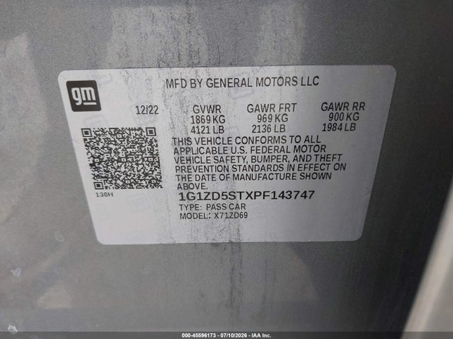 Продажа на аукционе авто 2023 Chevrolet Malibu Fwd 1lt, vin: 1G1ZD5STXPF143747, номер лота: 45596173
