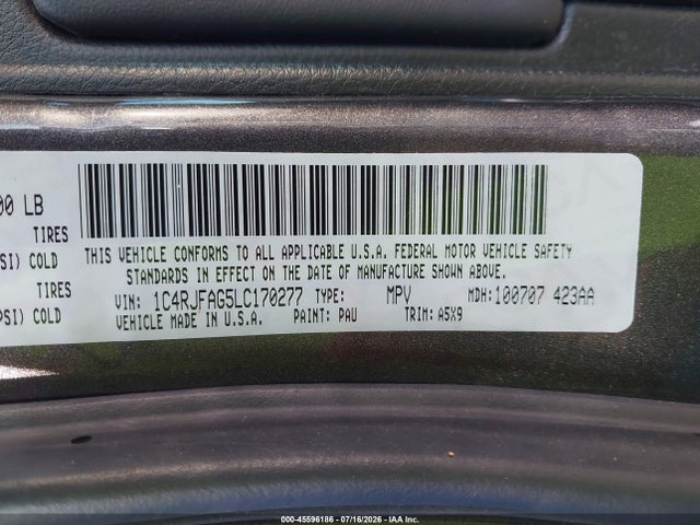 2020 Jeep Grand Cherokee Laredo E 4x4 მანქანა იყიდება აუქციონზე, vin: 1C4RJFAG5LC170277, აუქციონის ნომერი: 45596186