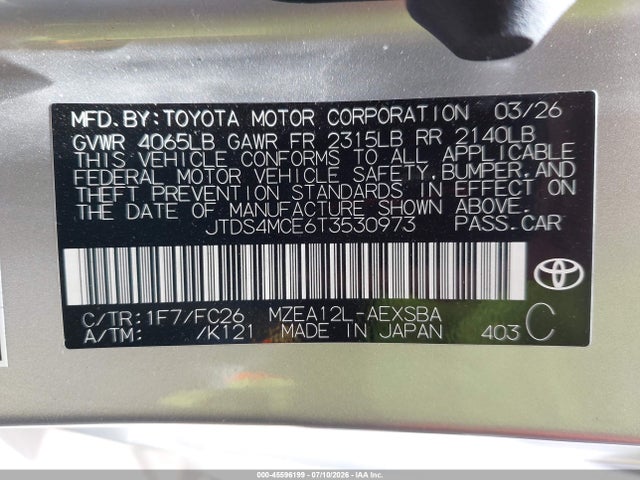 JTDS4MCE6T3530973 Toyota COROLLA SE
