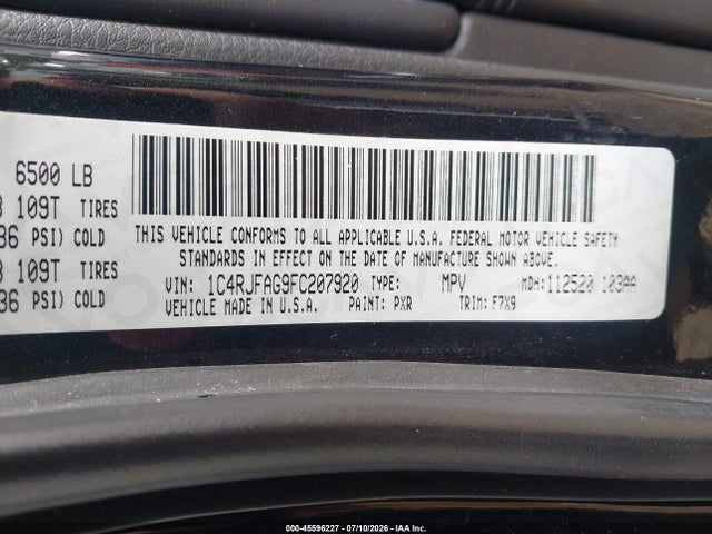 Aukcja sprzedaży 2015 Jeep Grand Cherokee Laredo, vin: 1C4RJFAG9FC207920, numer aukcji: 45596227