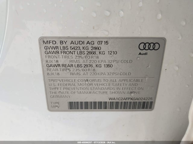Aukcja sprzedaży 2016 Audi Q5 2.0t Premium, vin: WA1C2AFPXGA024225, numer aukcji: 45596257