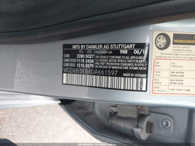 45596268 :رقم المزاد ، WDDHF5KB6DA661597 vin ، 2013 Mercedes-benz E 350 مزاد بيع