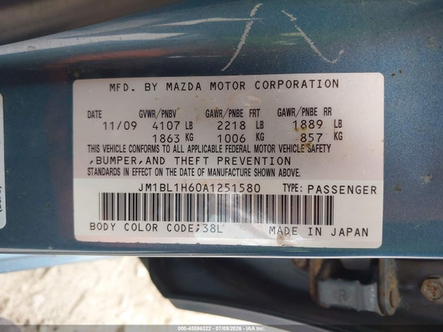 Aukcja sprzedaży 2010 Mazda Mazda3 S Sport, vin: JM1BL1H60A1251580, numer aukcji: 45596322