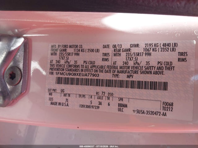 Ford ESCAPE SE 2014 1FMCU9G9XEUA77903 Image 9