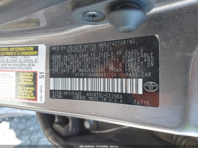 4T1R11AK6RU881704 Toyota CAMRY LE