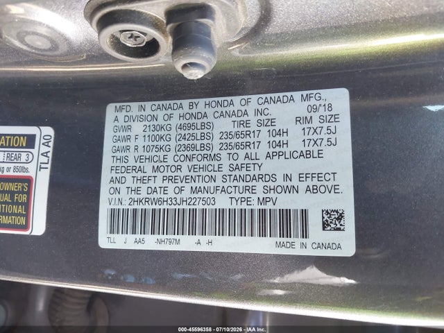 Honda CR-V LX 2018 2HKRW6H33J8227503 Image 9