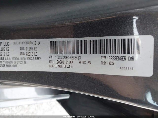 45596365 :رقم المزاد ، 1C3CCCAB2FN633413 vin ، 2015 Chrysler 200 Limited مزاد بيع
