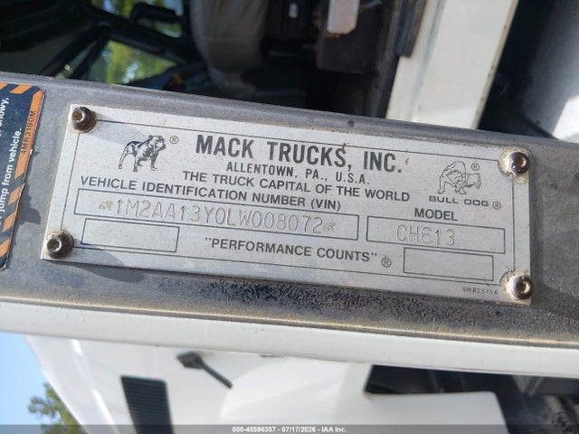 Продаж на аукціоні авто 1990 Mack 600 Ch600, vin: 1M2AA13Y0LW008072, номер лоту: 45596387