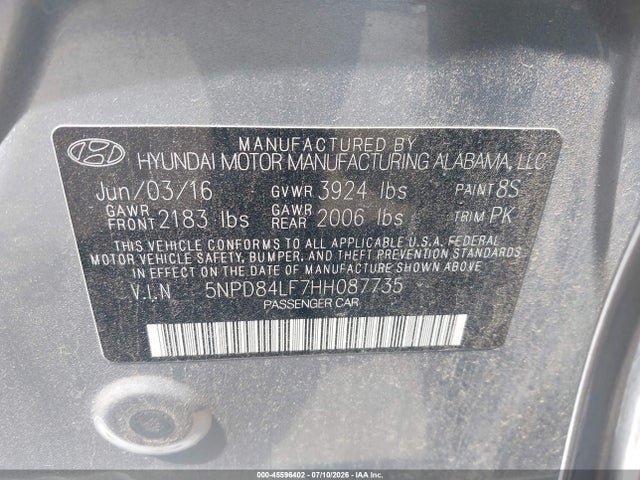Hyundai Elantra Limited 2017 5NPD84LF7HH087735 Image 9