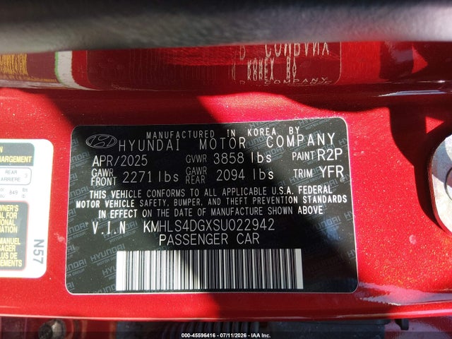 Продаж на аукціоні авто 2025 Hyundai Elantra Sel Convenience, vin: KMHLS4DGXSU022942, номер лоту: 45596416