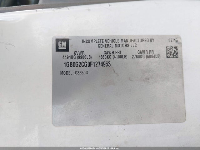 1GB0G2CG0F1274953 Chevrolet Express Cutaway 3500
