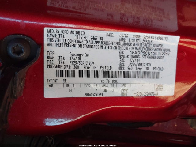 Ford C-max Energi Sel 2016 1FADP5CU1GL112717 Image 9