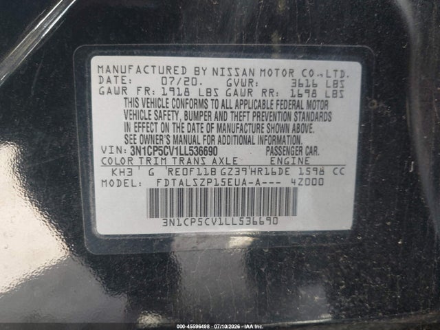 3N1CP5CV1LL536690 Nissan Kicks Sv Xtronic Cvt
