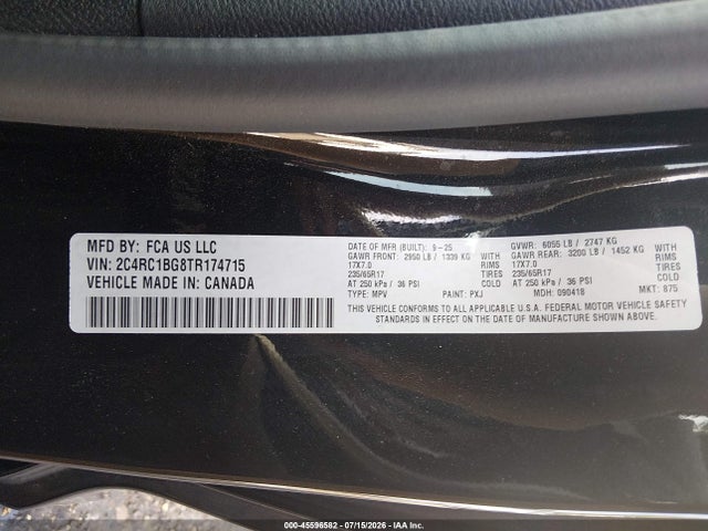 Aukcja sprzedaży 2026 Chrysler Pacifica Select, vin: 2C4RC1BG8TR174715, numer aukcji: 45596582