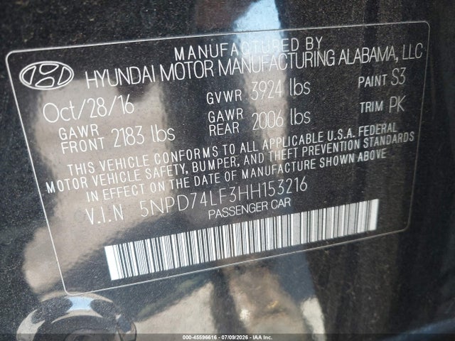 Hyundai ELANTRA SE 2017 5NPD74LF3HH153216 Image 9