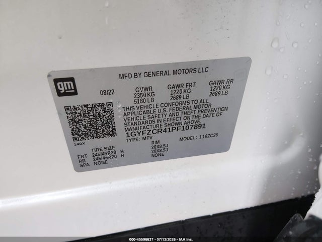 2023 Cadillac Xt4 Fwd Premium Luxury მანქანა იყიდება აუქციონზე, vin: 1GYFZCR41PF107891, აუქციონის ნომერი: 45596637