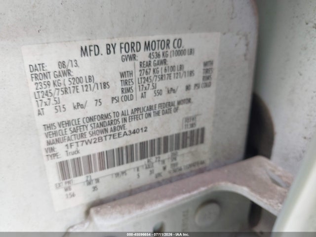 1FT7W2BT7EEA34012 Ford F-250 Lariat/xl/xlt