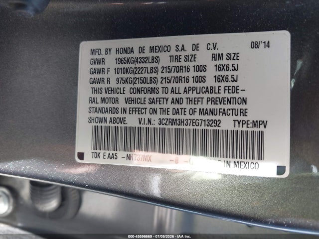 Honda CR-V LX 2014 3CZRM3H37EG713292 Image 9