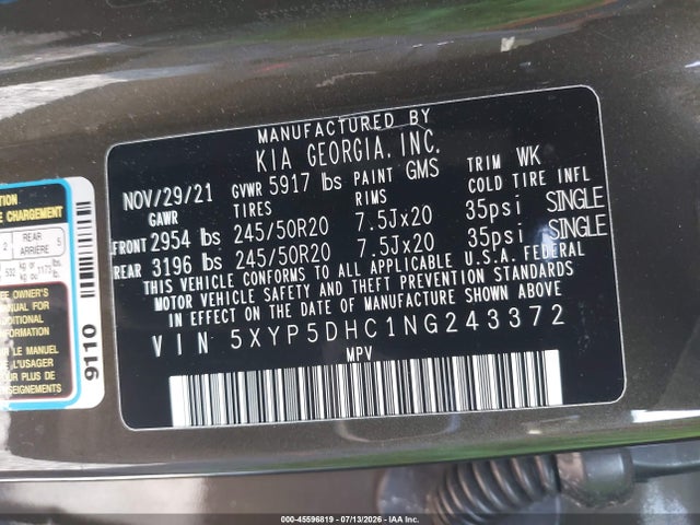 KIA Telluride Sx 2022 5XYP5DHC1NG243372 Image 9