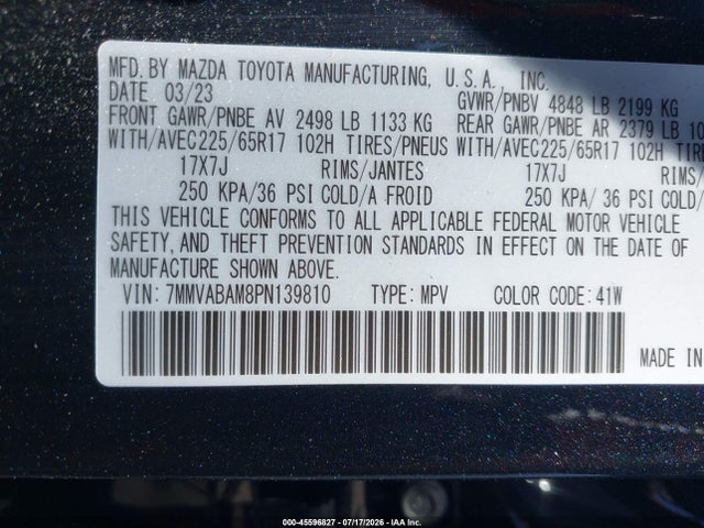 45596827 :رقم المزاد ، 7MMVABAM8PN139810 vin ، 2023 Mazda Cx-50 2.5 S Select مزاد بيع