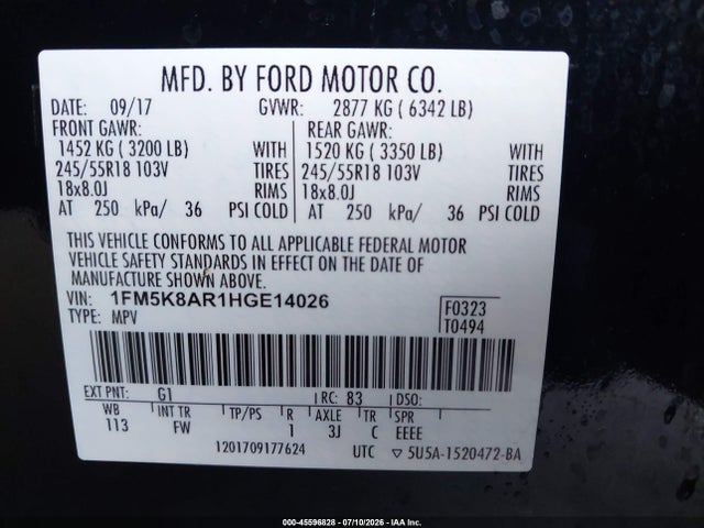 1FM5K8AR1HGE14026 Ford Utility Police Interceptor