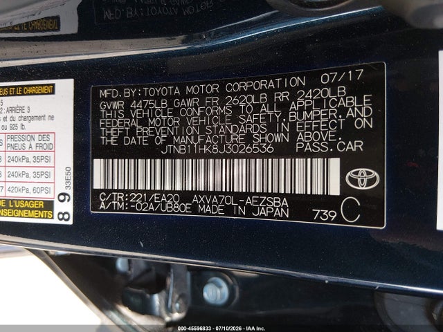 Toyota CAMRY SE 2018 JTNB11HK8J3026536 Image 9