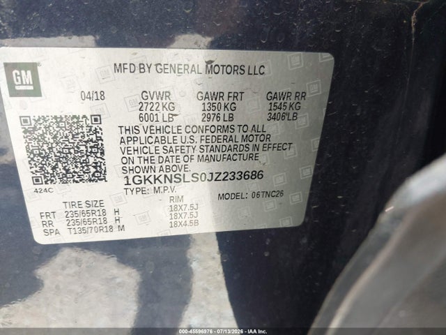 GMC Acadia Sle-2 2018 1GKKNSLS0JZ233686 Image 9