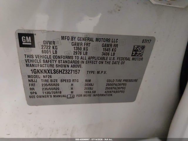 Aukcja sprzedaży 2017 Gmc Acadia Denali, vin: 1GKKNXLS6HZ327157, numer aukcji: 45596997