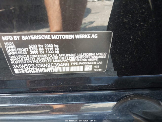 Продаж на аукціоні авто 2022 Bmw 330e Xdrive, vin: 3MW5P9J08N8C39469, номер лоту: 45597001