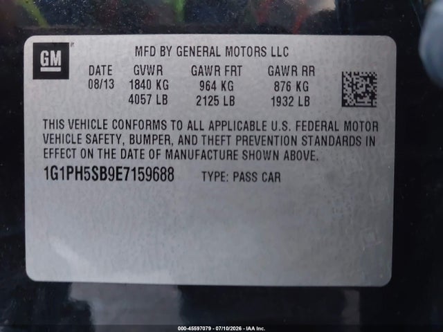 Chevrolet Cruze Eco Auto 2014 1G1PH5SB9E7159688 Image 9