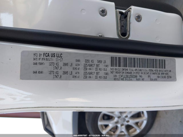 1C4PJLCB2JD563300 Jeep Cherokee Latitude Fwd