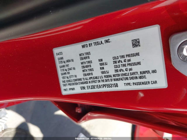 Tesla Model 3 Rear-wheel Drive 2023 5YJ3E1EA1PF553158 Image 17