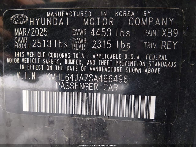 Hyundai SONATA SEL 2025 KMHL64JA7SA496496 Image 9