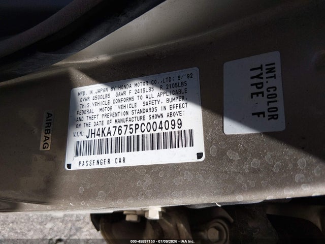 Aukcja sprzedaży 1993 Acura Legend Ls, vin: JH4KA7675PC004099, numer aukcji: 45597150