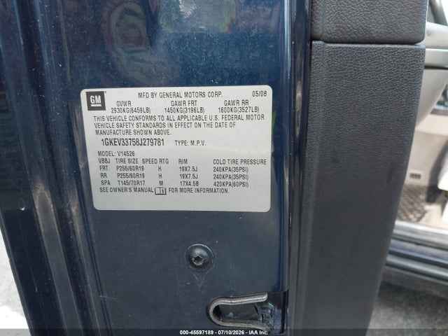 Aukcja sprzedaży 2008 Gmc Acadia Slt-2, vin: 1GKEV33758J279781, numer aukcji: 45597189