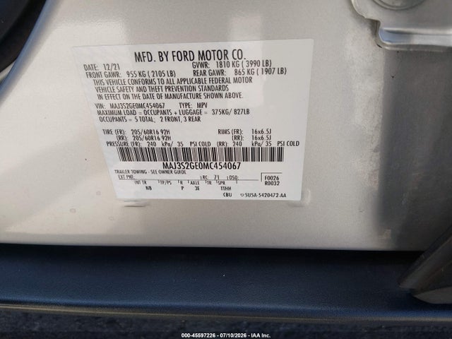MAJ3S2GE0MC454067 Ford Ecosport Se