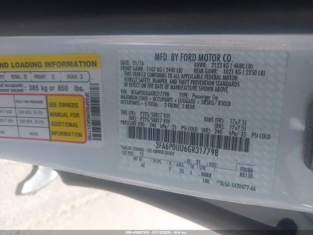 3FA6P0UU6GR317798 Ford Fusion Hybrid S