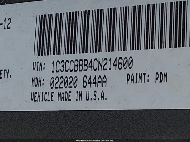 Продажа на аукционе авто 2012 Chrysler 200 Touring, vin: 1C3CCBBB4CN214600, номер лота: 45597339