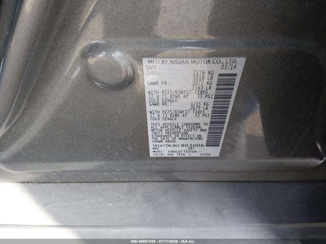 Nissan ROGUE SV 2014 5N1AT2ML8EC803006 Image 9