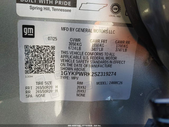 Aukcja sprzedaży 2025 Cadillac Lyriq Sport 2 Rwd, vin: 1GYKPWRK2SZ319274, numer aukcji: 45597448