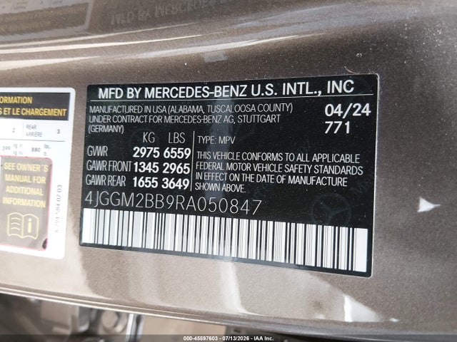 Продажа на аукционе авто 2024 Mercedes-benz Eqe 350+ Suv, vin: 4JGGM2BB9RA050847, номер лота: 45597603
