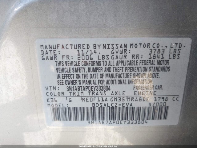 Nissan SENTRA S 2014 3N1AB7AP0EY333804 Image 9