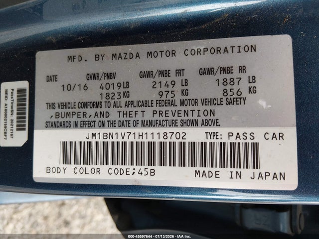 Mazda Mazda3 Touring 2017 JM1BN1V71H1118702 Image 9