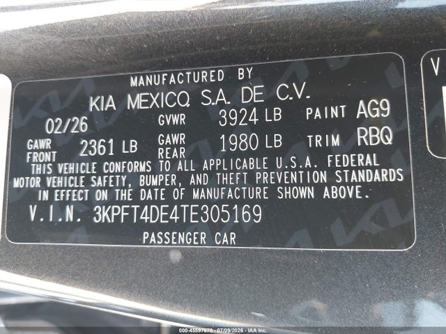 KIA K4 Lxs 2026 3KPFT4DE4TE305169 Image 9