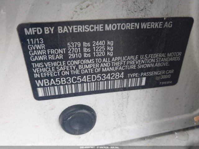 Aukcja sprzedaży 2014 Bmw 535i Xdrive, vin: WBA5B3C54ED534284, numer aukcji: 45597681